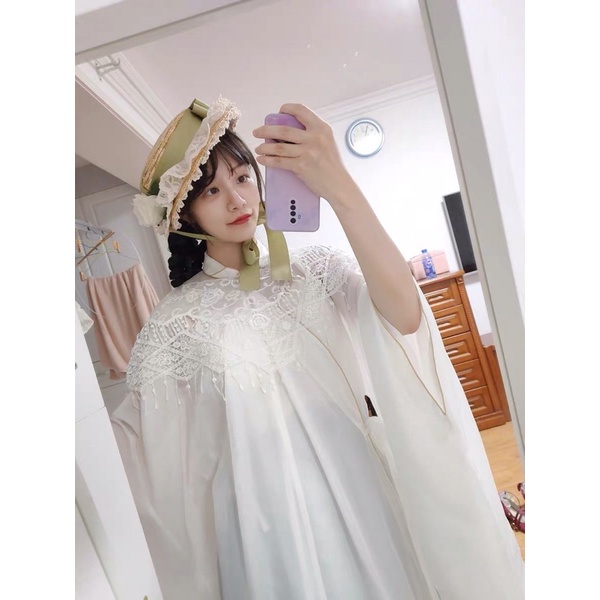 YASLC0189-Mũ cói vintage phong cách Pháp viền ren
