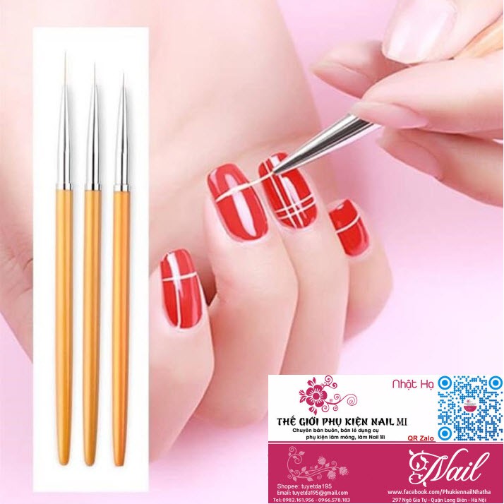 Bộ cọ vẽ nét gel (Bộ 3 cây vàng) Nail Art Brush Pen