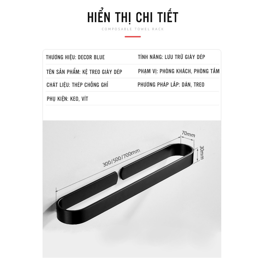 Giá Để Giày Dép Dán Tường Hàng Cao Cấp Inox Sơn Tĩnh Điện 5 Lớp