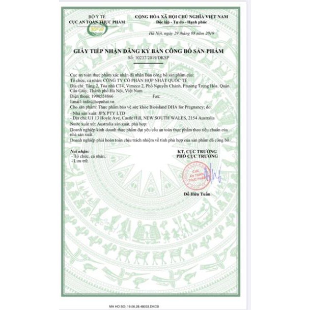 Tem Chemist] DHA bầu Úc Bio Island DHA for Pregnancy 60 viên