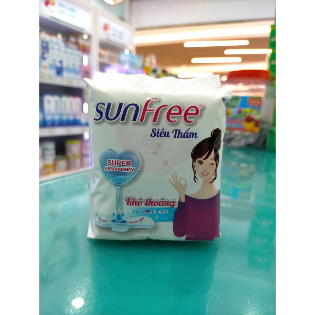 Băng Vệ Sinh Siêu Thấm Sunfree NPK Gói 8 Miếng (24cm)