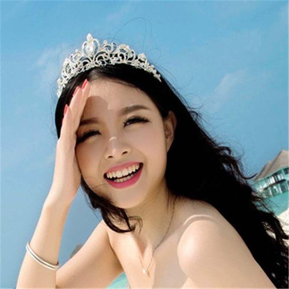 Vương Miện Hợp Kim Đính Kim Cương Giả Phong Cách Hàn Quốc Cho Cô Dâu