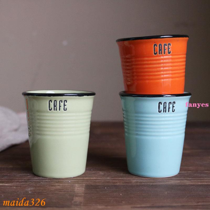 Cốc cà phê bằng sứ chịu nhiệt cao in chữ Espresso đơn giản kiểu Pháp