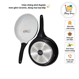 Chảo chống dính bếp từ, chảo từ Rapido men gốm ceramic Đức 24cm, 26cm, 30cm