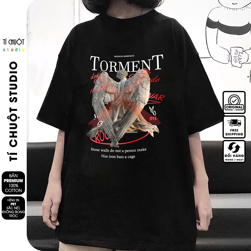 Áo thun Mikenco Torment nam nữ in hình 5D, áo phông unisex mikenco thiên thần tay lỡ - Tí Chuột Studio