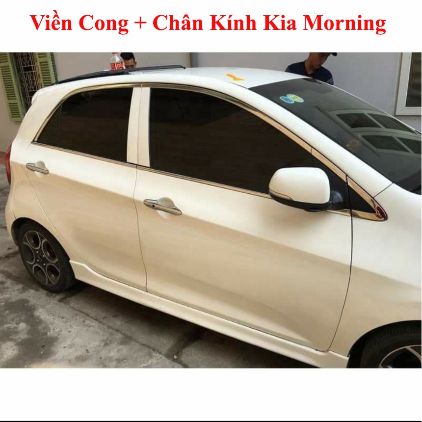 Bộ nẹp chân, cong kính xe Kia Morning 2012 - 2020 inox cao cấp, sáng bóng