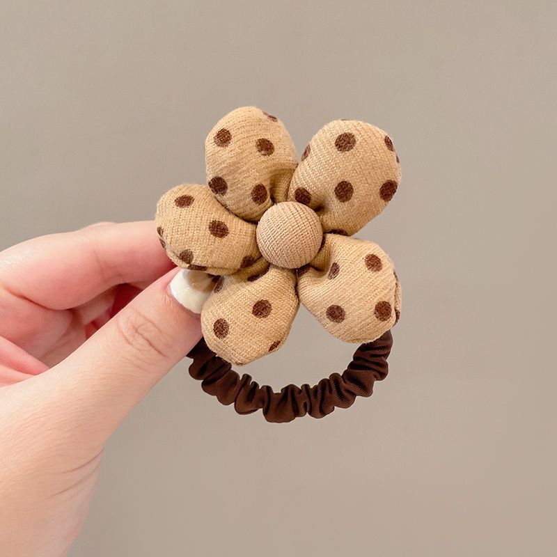 Bộ Dây Buộc Tóc Vải Bông Họa Tiết Hoa Dễ Thương Dành Cho Bé Gái