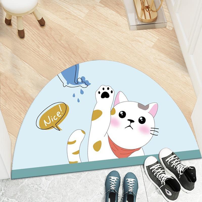 PVN49676 Thảm Chùi Chân Chống Trượt 3D Hình Quạt In Hình Thú Dễ Thương Giá Rẻ