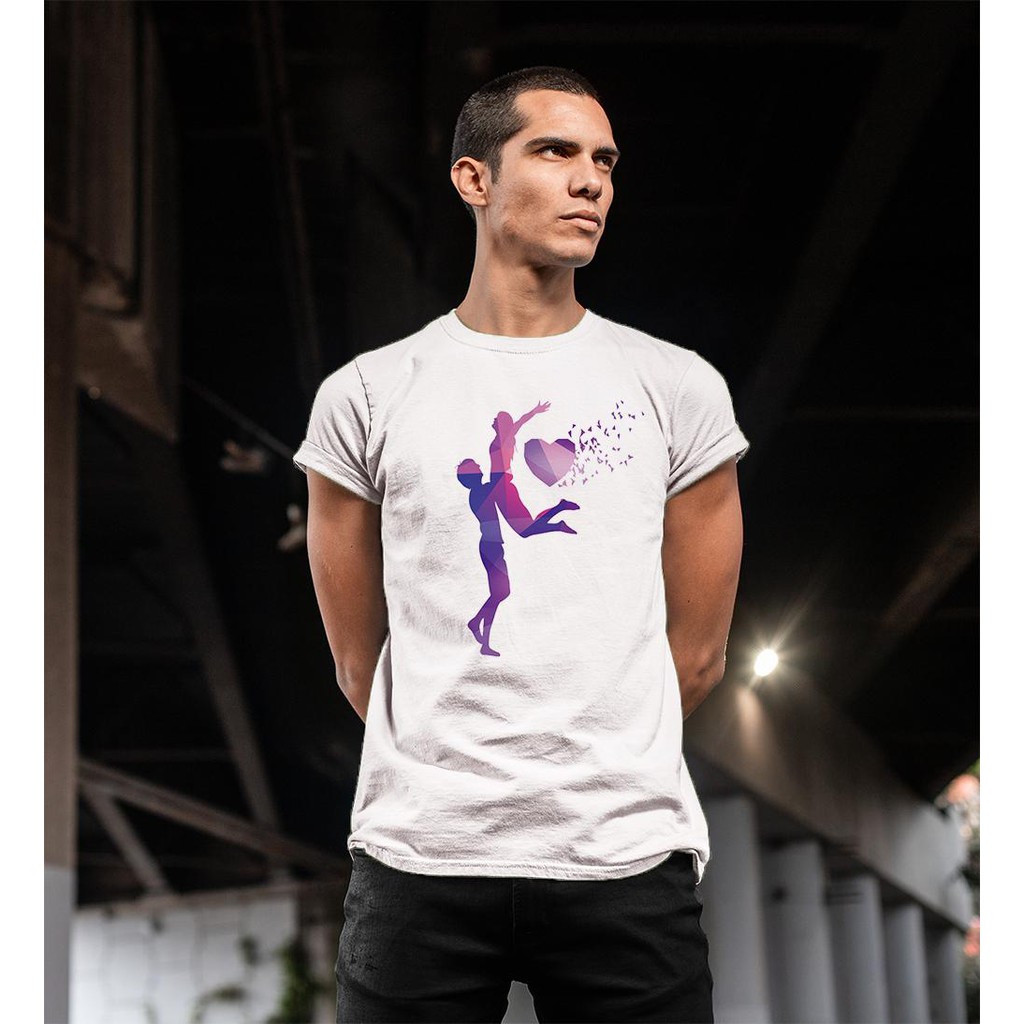 Áo thun in hình Cặp đôi đang yêu màu tím mộng mơ