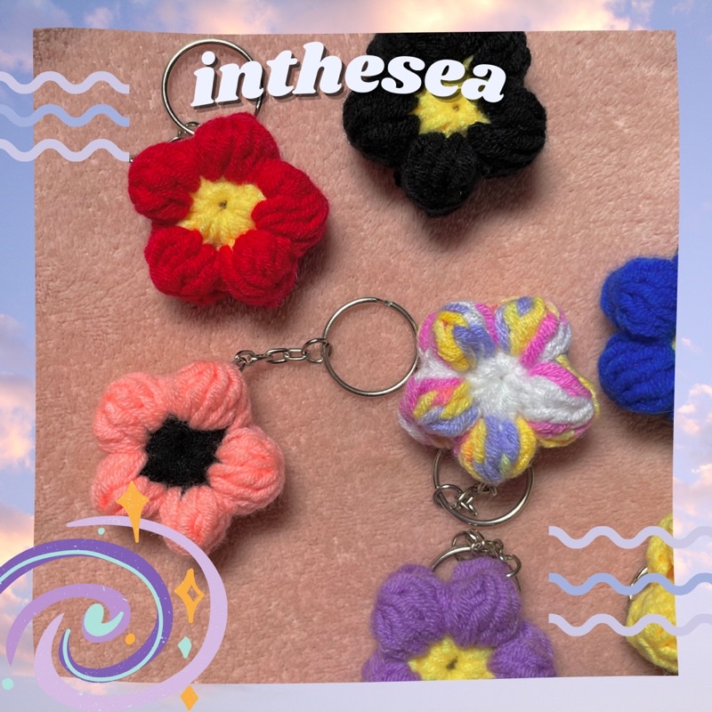 Móc Khoá Hình Bông Hoa Dễ Thương Màu Sắc Treo Cặp