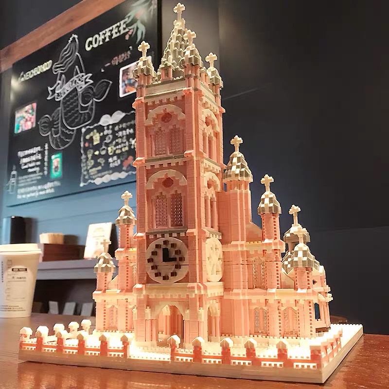 Bộ đồ chơi DIY 3d nhà thờ tân định mô hình kiến trúc lâu đài cung điện kiến trúc lắp ráp mini block đồ chơi xếp hình