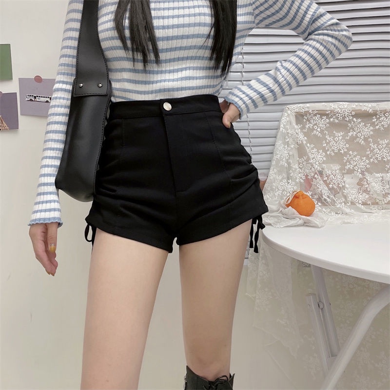 Quần Đen Lưng Cao Cài Nút Phong Cách Hàn Quốc Dễ Phối Đồ