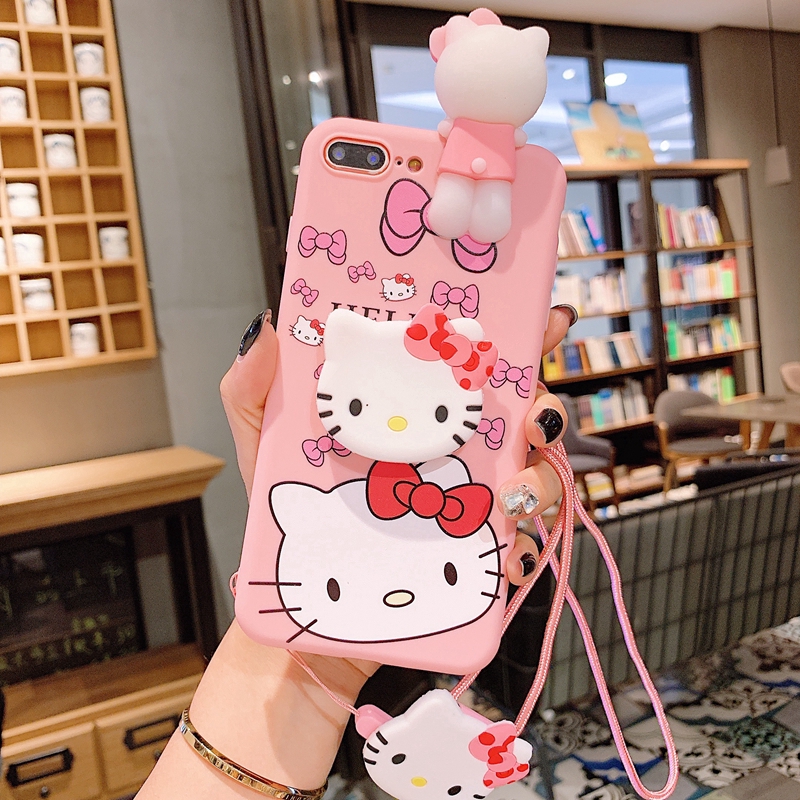Ốp điện thoại hello kitty màu hồng thích hợp cho Iphone iPhone 6S 7 8 Plus X Xs Xr XS Max