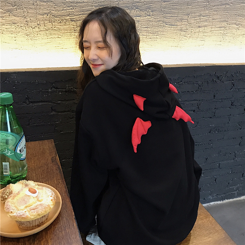 Áo Hoodies Có Nón Dài Tay In Hình Đôi Cánh Ác Quỷ Thời Trang