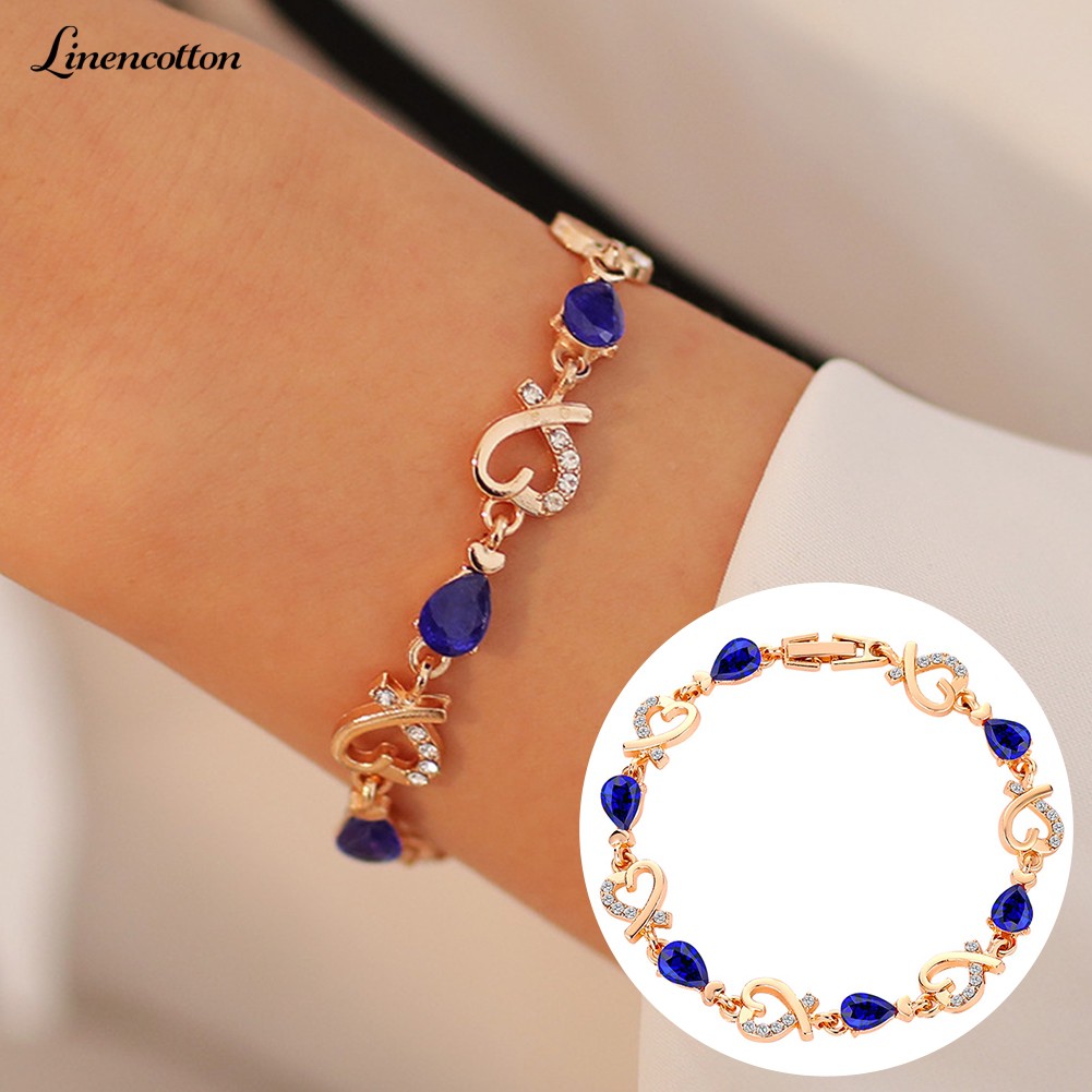 Cubic Zirconia Inlaid Hollow Love Heart Bracelet