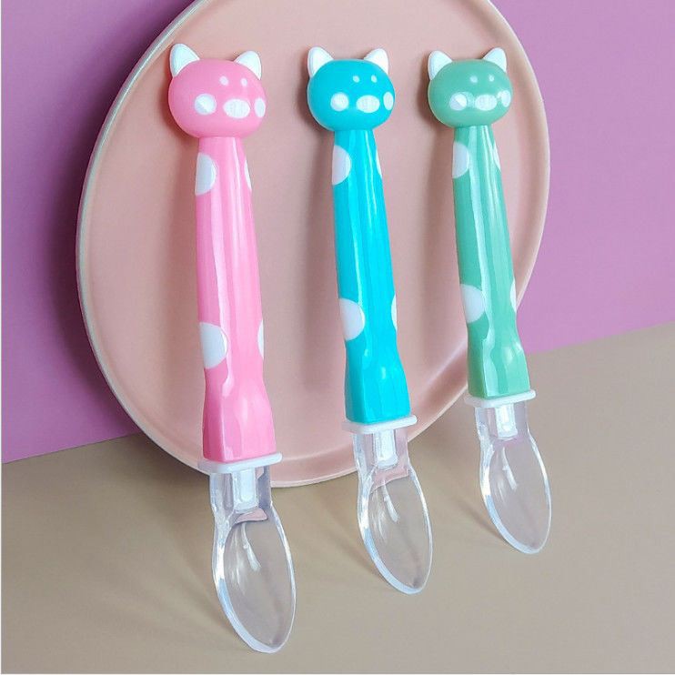 Thìa silicon siêu mềm HÌNH GẤU cho bé ăn dặm an toàn-QATE0142