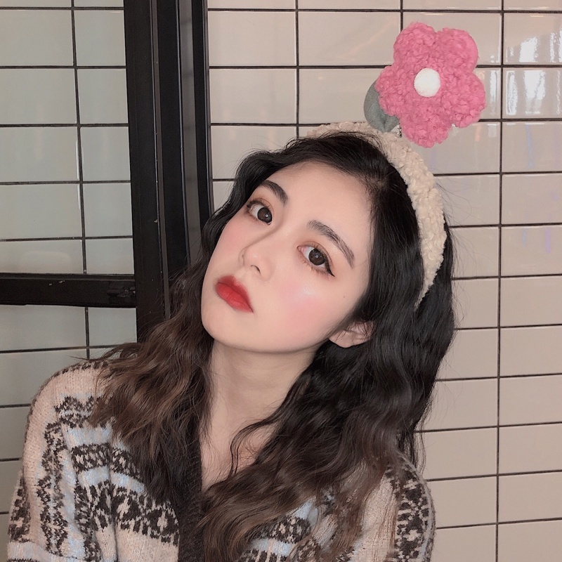 Băng đô lông cừu đính hoa hướng dương xinh xắn cho bé gái