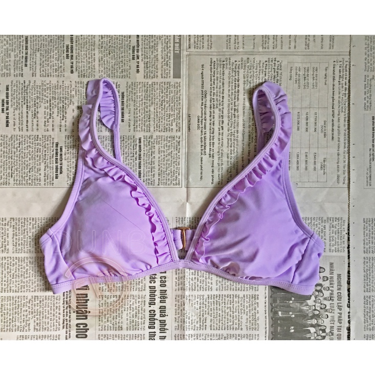 Áo bikini lẻ 2 dây cổ yêm thể thao sát nách cổ tim màu tím xanh than trắng đen hồng