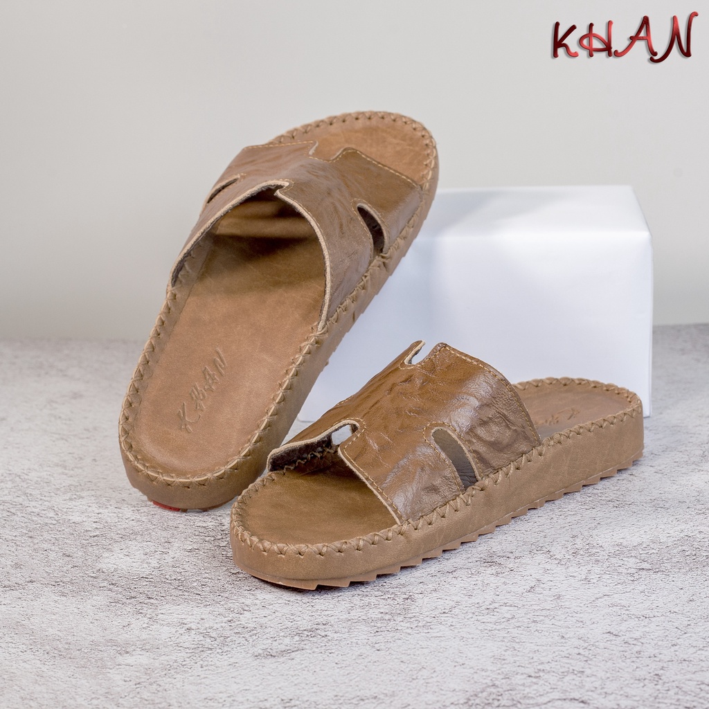 Dép Nam quai ngang , quai ngang da bò chữ H cao cấp Z-02