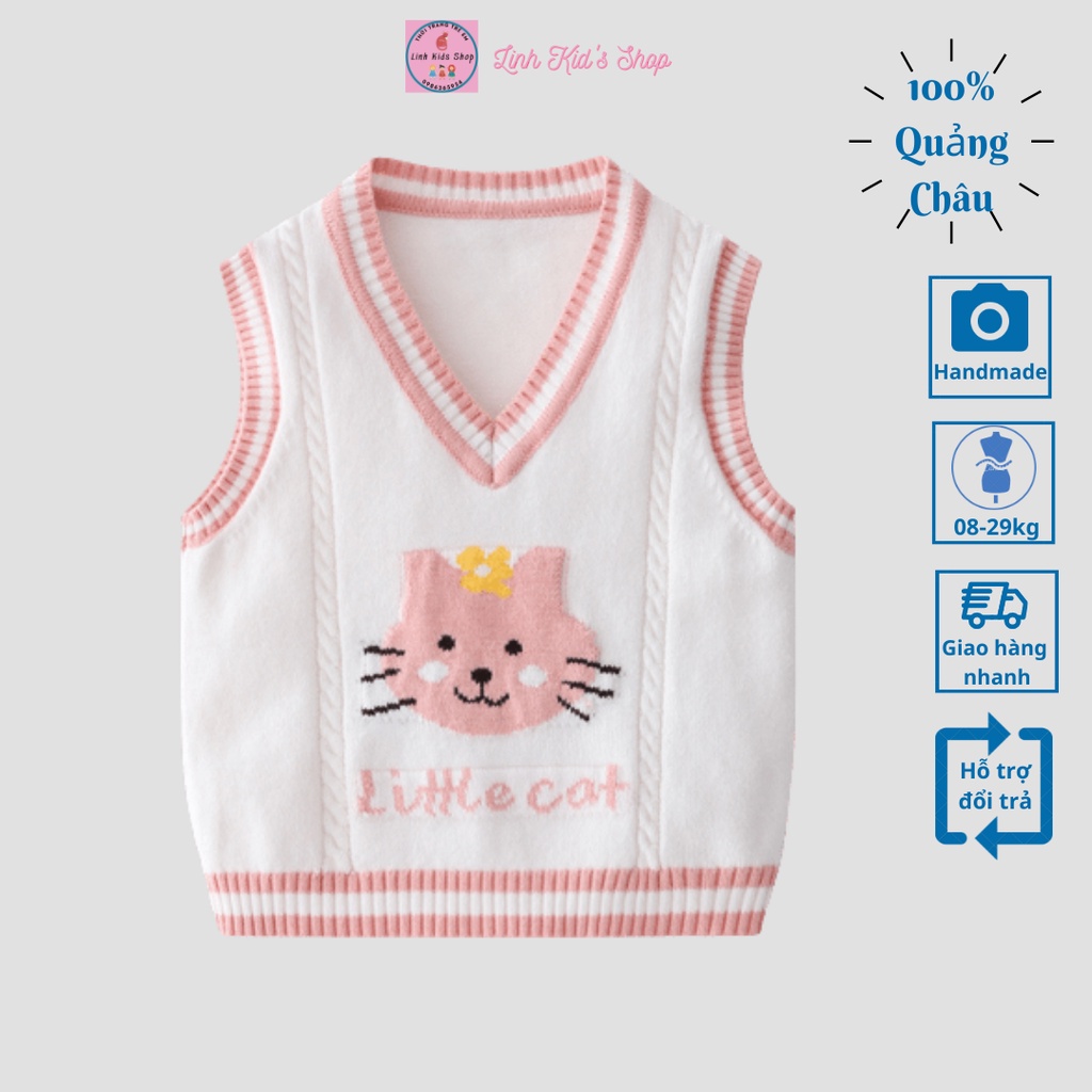 Áo gile len cho bé gái từ 8-29kg