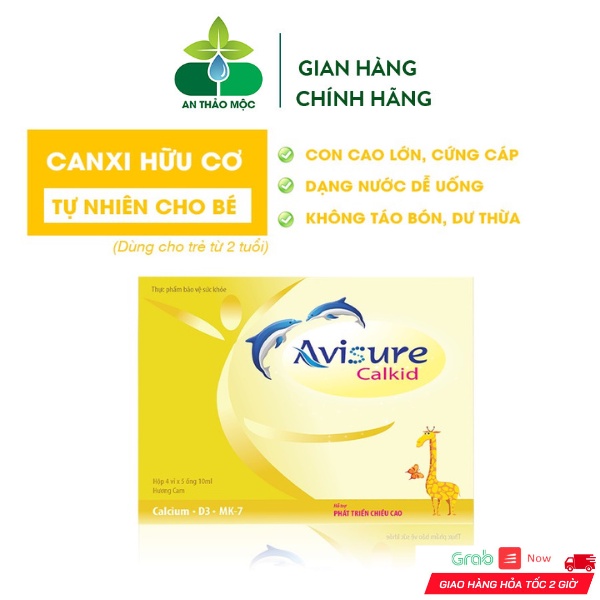 Siro Ống Bẻ Avisure Calkid Bổ Sung Canxi Nano Giúp Bé Phát Triển Chiều Cao Xương Răng Chắc Khỏe.Hộp 20 Ống