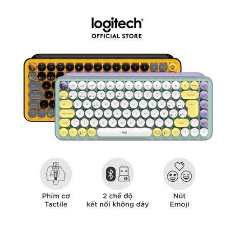 Bàn phím cơ không dây bluetooth | USB Logitech POP KEYS - phím emoji có thể tùy chỉnh