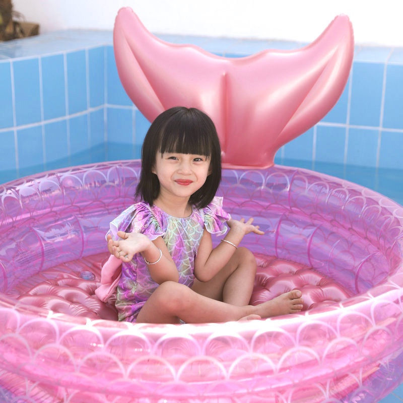 Bể bơi bơm hơi màu hồng phong cách hoạt hình thời trang dễ thương cho nữ