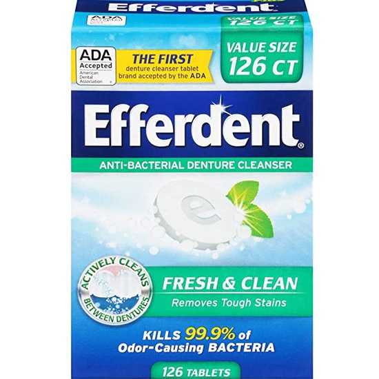 Viên sủi ngâm hàm giả Efferdent bạc hà 126 viên, khay chỉnh nha. Efferdent Denture Cleanser Tablets, Fresh & Clean 126C