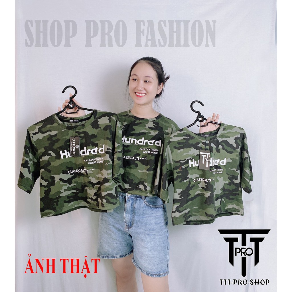 [Mã FAMAYWA giảm 10K đơn 50K] Áo croptop thun nữ in chữ vải lính, áo thun nữ TTT-PRO SHOP | BigBuy360 - bigbuy360.vn