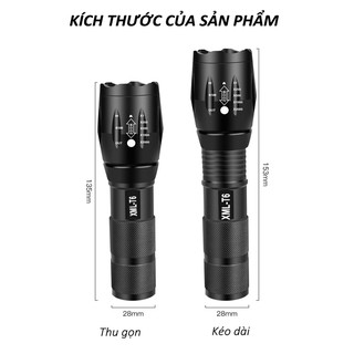 Đèn pin siêu sáng mini led xml T6 full hộp tặng kèm phụ kiện,Đèn pin cầm tay T6
