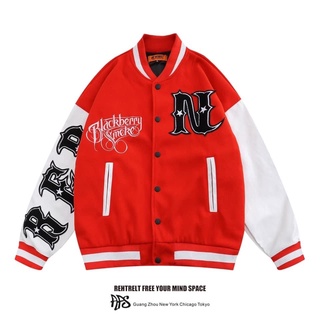 Bomber varsity đỏ tay da cao cấp