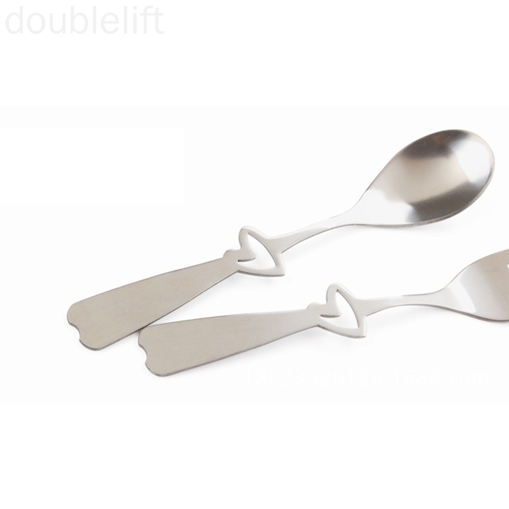 Muỗng Uống Trà/Cà Phê/Ăn Tráng Miệng Tay Cầm Dài Thiết Kế Trái Tim Bằng Thép Không Gỉ