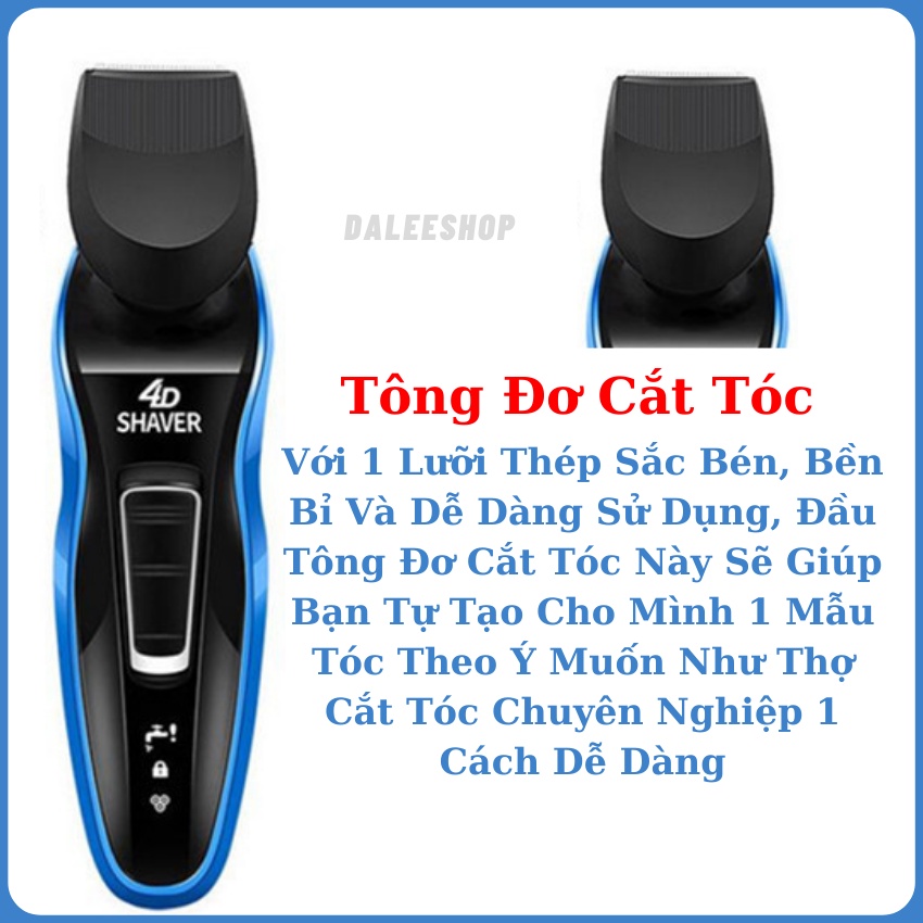 Máy Cạo Râu [HÀNG SHOP] Đa Năng 4 in1 cạo râu ,cắt tóc, massage mặt, tỉa lông mũi , Dao Cạo Râu, 4D – Lưỡi Dao Tự Mài