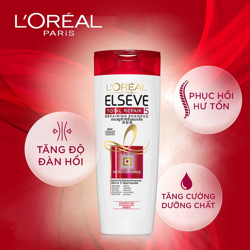 Dầu gội xả Loreal Elseve suôn mượt tóc phục hồi hư tổn 130ml