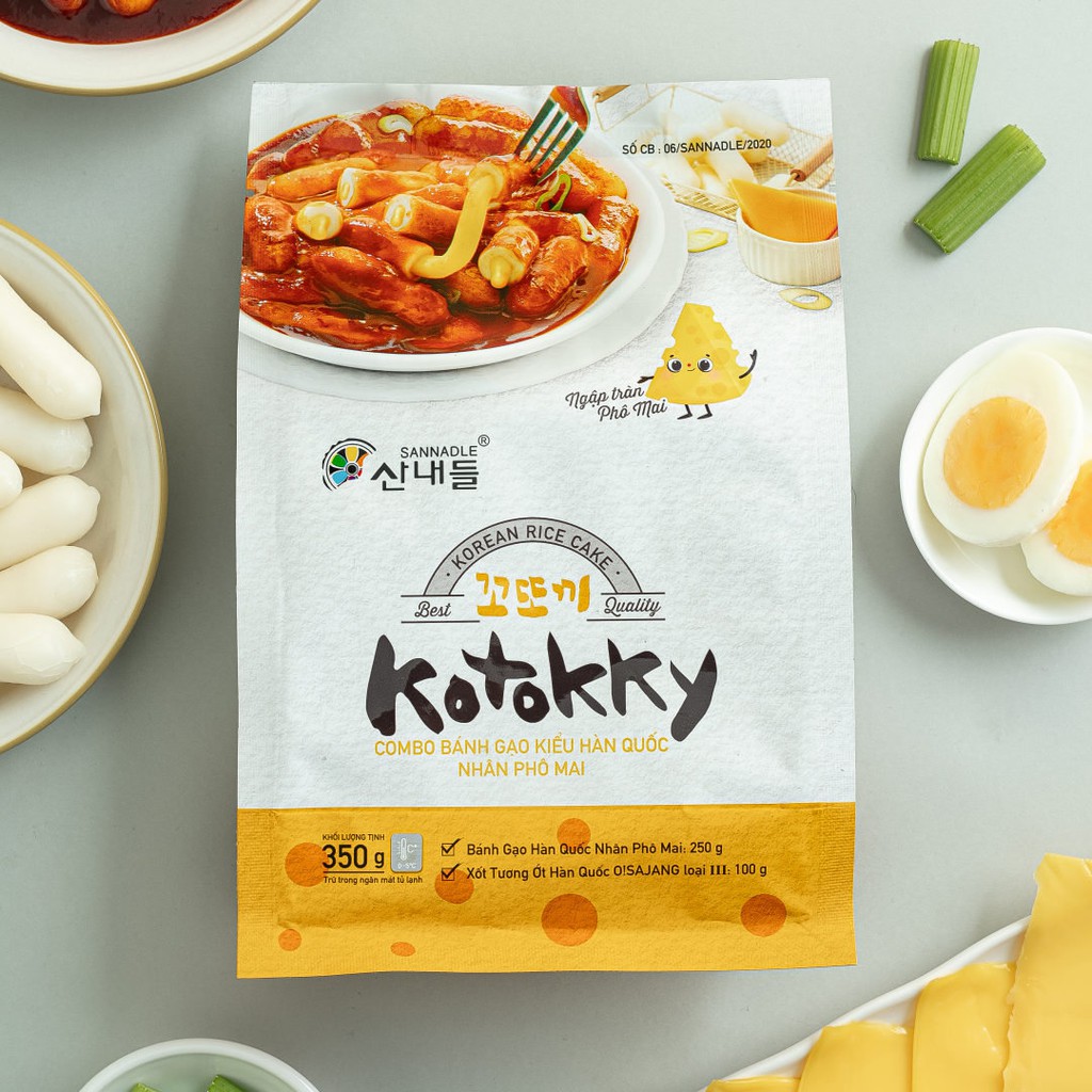 Kotokky | Combo Bánh gạo Kiểu Hàn Quốc Nhân Phô Mai 350g