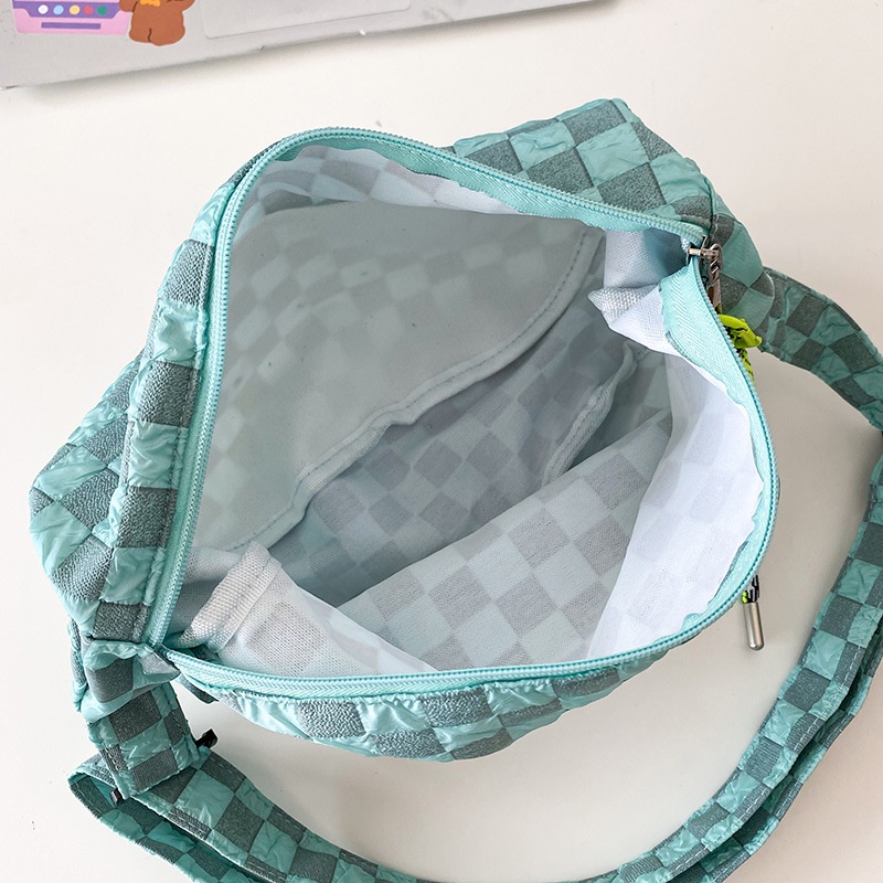 Túi Xách Canvas Cỡ Lớn Họa Tiết Sọc Caro Trắng Đen Thời Trang Cho Nữ