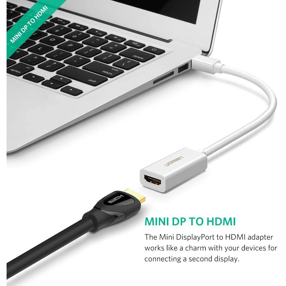 Cáp chuyển đổi Mini DisplayPort sang HDMI female UGREEN MD112 | Hỗ trợ 12bit trên mỗi kênh | Bảo Hành 18 Tháng 1 Đổi 1.