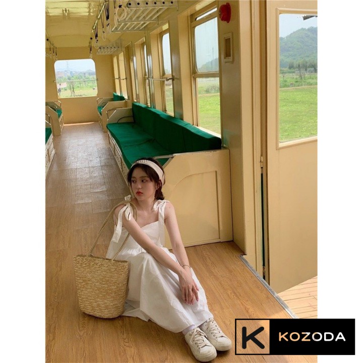 Váy 2 dây đầm babydoll dáng dài trắng đen kem xanh có dây điều chỉnh 2 lớp dày dặn không lộ KOZODA D17 | BigBuy360 - bigbuy360.vn