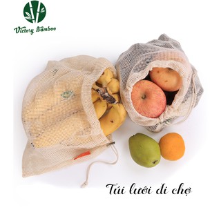 Túi Lưới / Giỏ Lưới Xách tay - loại dây rút | Vải Đan Lưới đi chợ, tái sử dụng, hợp Thời Trang | Fishnet Bag.