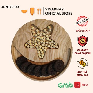 Khay gỗ decor Vinakhay gỗ tần bì - Khay gỗ đựng đồ ăn hình trăng sao trang trí siêu xinh MOCK0035