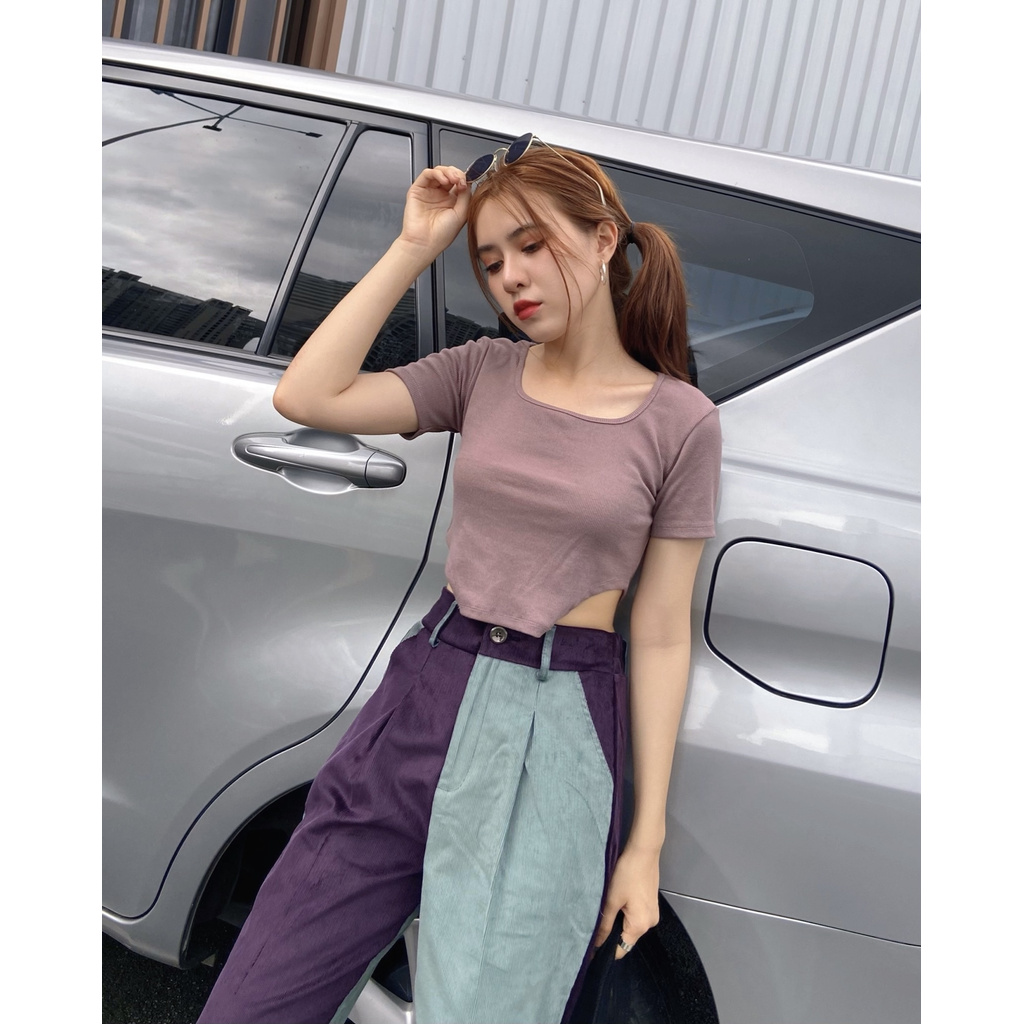 Áo Croptop cổ tròn Cut Out Thời Trang Hàn Quốc mẫu 408 | BigBuy360 - bigbuy360.vn