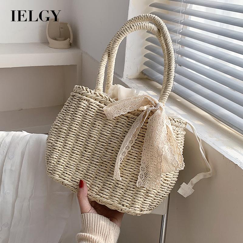 IELGY Western style bag handbags Korean fashion handbag casual simple straw beach bag