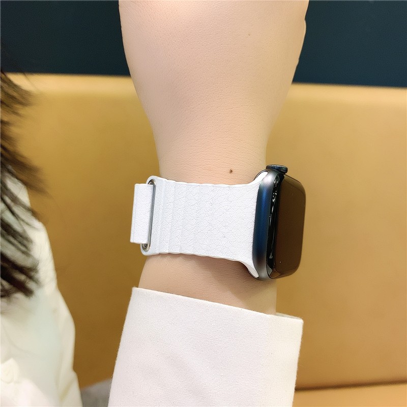 Dây đeo bằng da có khóa nam châm thích hợp cho đồng hồ Iwatch 6 SE 5 4 3 2 42mm/38mm/44mm/40mm