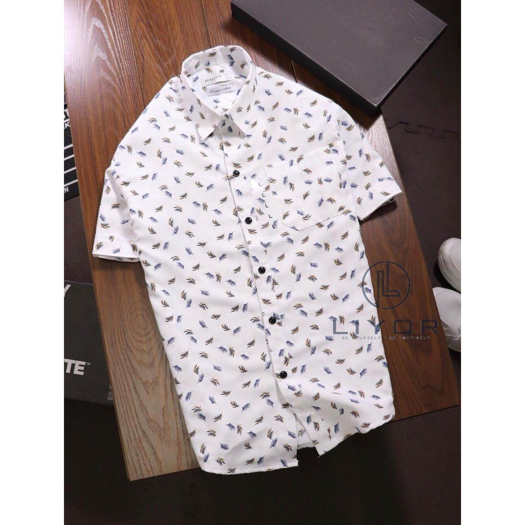 Áo sơ mi nam ngắn tay có túi họa tiết lá phông đẹp vải kate mịn cao cấp - Liyor - ASMN005 | BigBuy360 - bigbuy360.vn