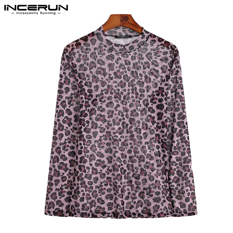 Áo Thun INCERUN Tay Dài Họa Tiết Da Báo Dành Cho Nam | BigBuy360 - bigbuy360.vn