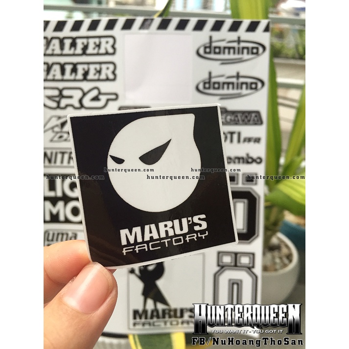 Nguyên tờ Marus 24 logo trắng đen racing dán xe, điện thoại, laptop, nón bảo hiểm. Decal cao cấp chống nước
