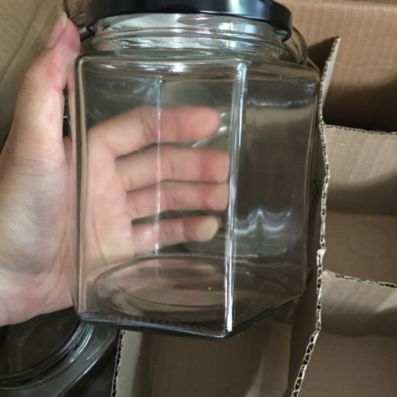 Hũ Thủy Tinh Lục Giác 500ml. Đựng Các Loại Thực Phẩm. Mật Ong . Trà Hoa.vv