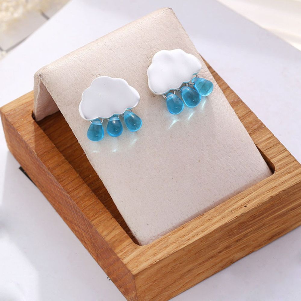 Bông tai hình đám mây đính đá phong cách sang trọng