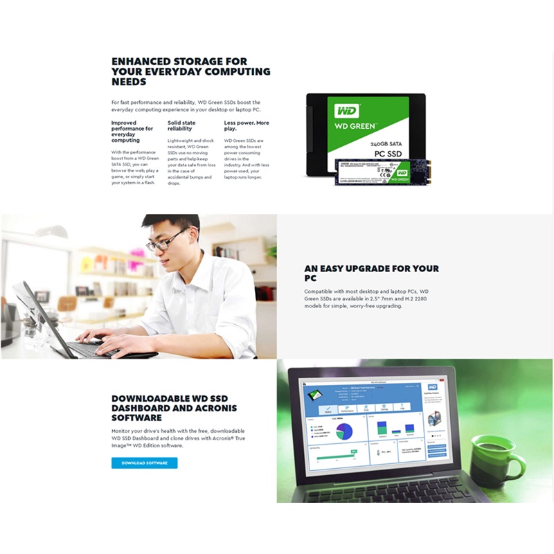 Ổ Cứng SSD Kỹ Thuật Số 120GB 240GB 480GB SATA3 2.5 Inch WD Màu Xanh Lá
