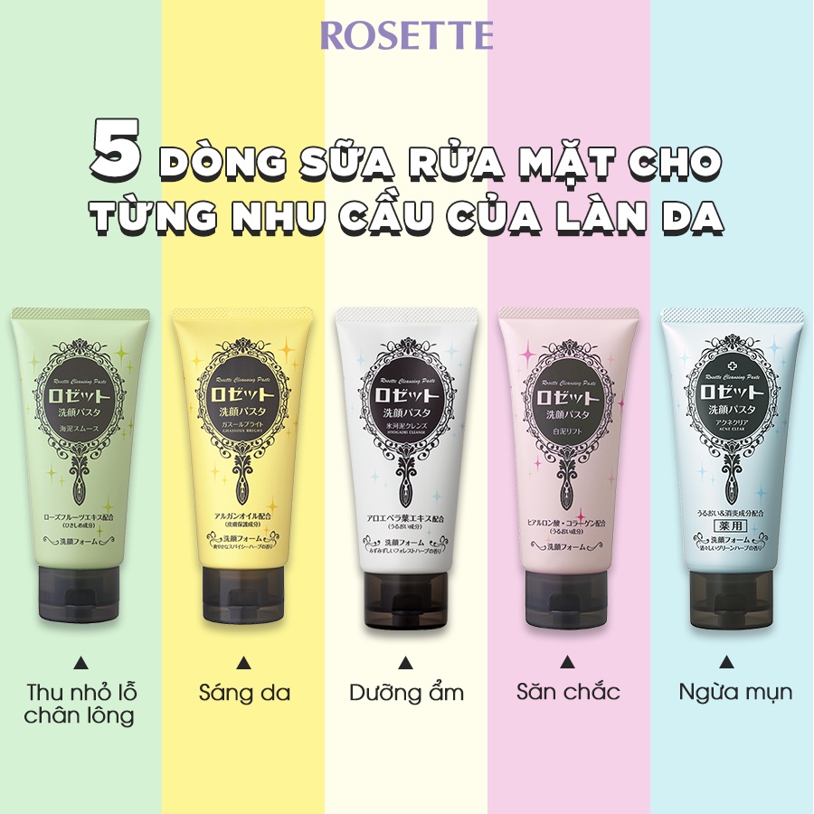 Sữa rửa mặt Rosette Cleasing Paste 120g (đủ màu)